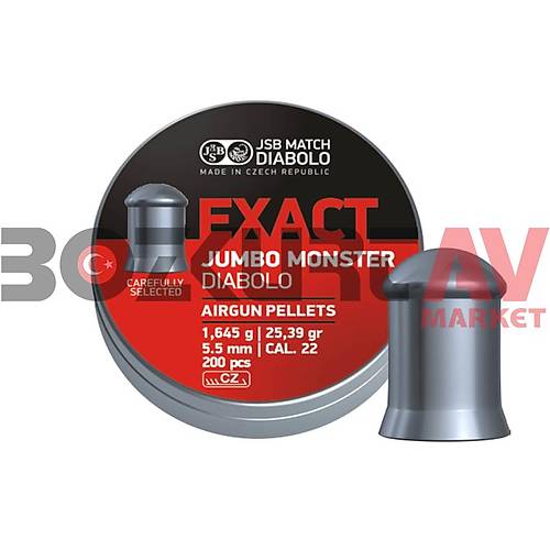 JSB Diabolo Exact Jumbo Monster 5,52 mm Haval Tfek Samas (25,39 Grain - 200 Adet)