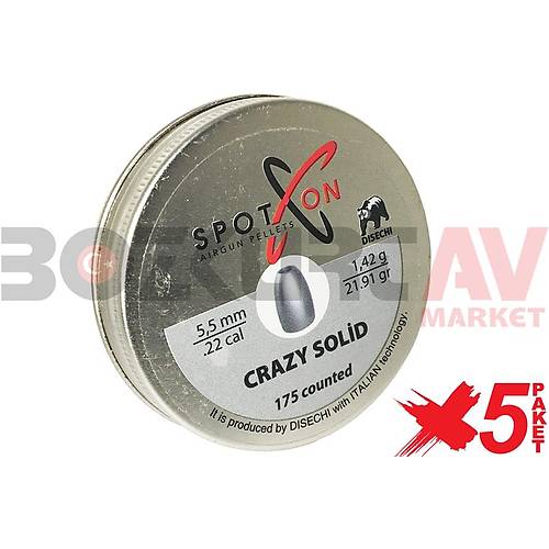 Spot On Crazy Solid 5,5 mm 5 Paket Haval Tfek Samas (21,91 Grain - 875 Adet)