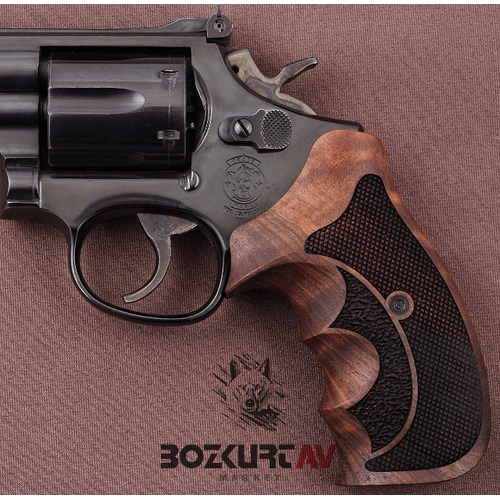 Smith & Wesson 44 Magnum Ceviz Baklava Desen Tabanca Kabzas