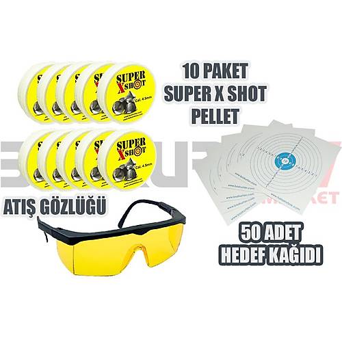 Namludan Krma & Alttan Kurma Haval Tfekler in zel Set (10 Paket Pellet + 50 Adet Hedef Kad + At Gzl)