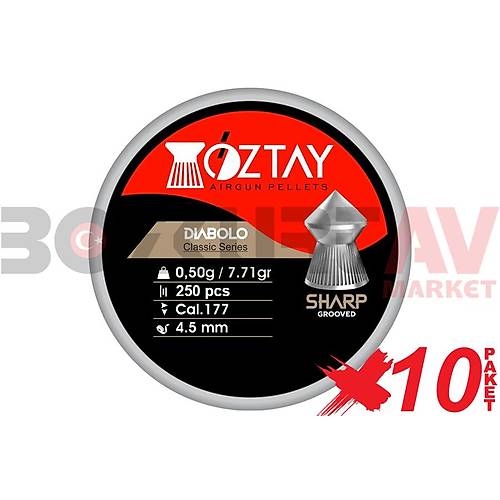 ztay Sharp Grooved 4,5 mm 10 Paket Haval Tfek Samas (7,71 Grain - 2500 Adet)