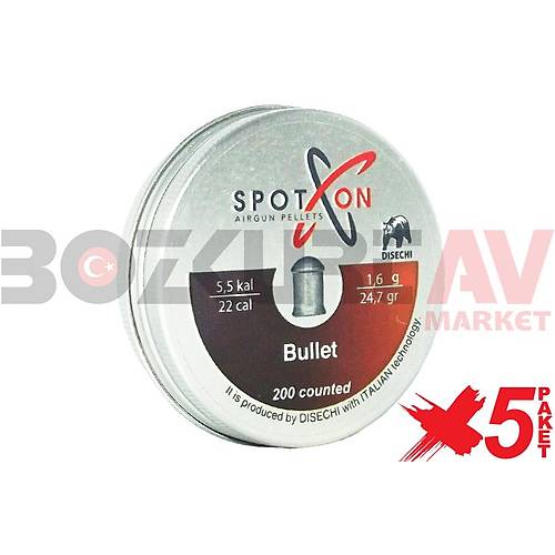 Spot On Bullet 5,5 mm 5 Paket Haval Tfek Samas (24,69 Grain - 1000 Adet)