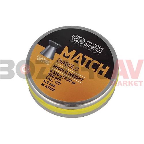 JSB Diabolo Match Middle 4,50 mm Haval Tfek Samas (8,02 Grain - 500 Adet)