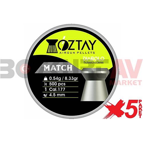 ztay Match 4,5 mm 5 Paket Haval Tfek Samas (8,33 Grain - 2500 Adet)