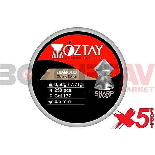 ztay Sharp Grooved 4,5 mm 5 Paket Haval Tfek Samas (7,71 Grain - 1250 Adet)