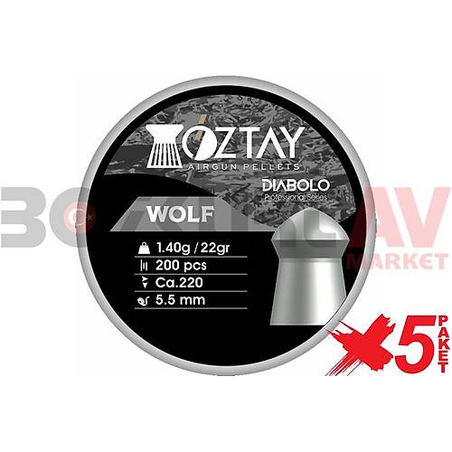 ztay Wolf 5,5 mm 5 Paket Haval Tfek Samas (22 Grain - 1000 Adet)