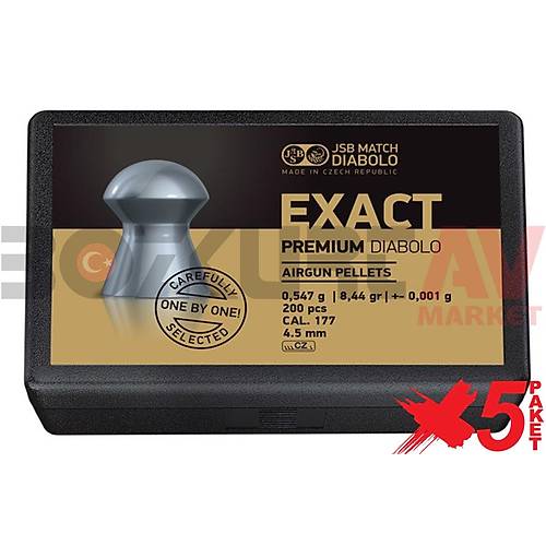 JSB Diabolo Exact Premium 4,52 mm 5 Paket Haval Tfek Samas (8,44 Grain - 1000 Adet)