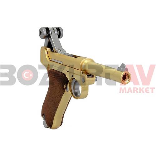 WE Luger P-08 Gold Wood Blowback Airsoft Haval Tabanca (Green Gas)