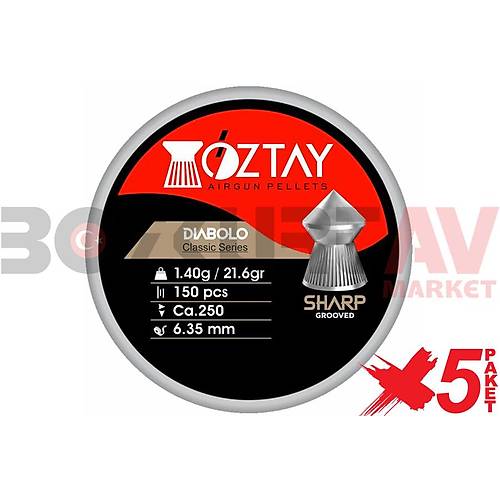 ztay Sharp Grooved 6,35 mm 5 Paket Haval Tfek Samas (21,6 Grain - 750 Adet)