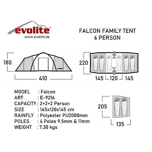 Evolite Falcon 6 Kiilik Odal Aile adr