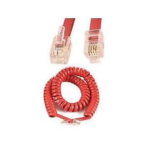 Telefon Ahize Spiral  Kablosu 4P4C RJ9 K�rm�z� (20 Adet)