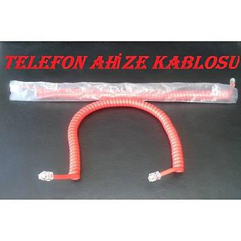 8Ft Krmz Spiral Telefon Ahize  Kordonu