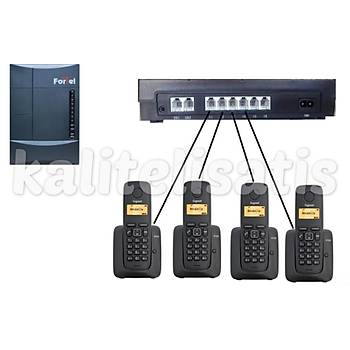 Fortel Z206 2 Harici 4 Dahili PBX Gigaset A120 Kablosuz Telefon Santrali