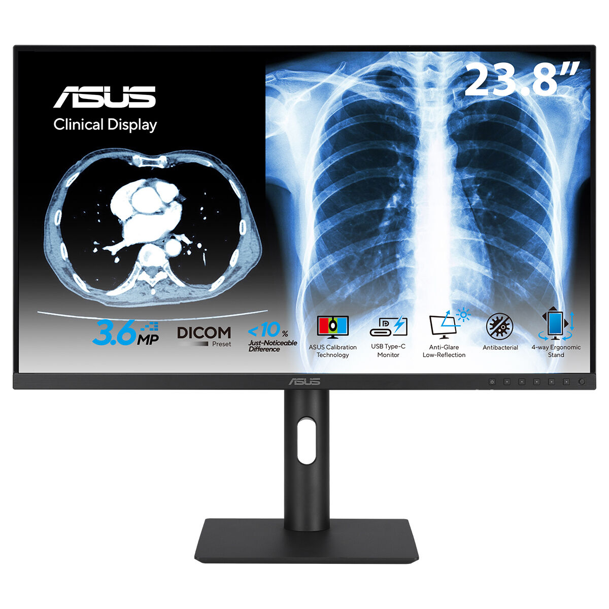 ASUS KLİNİK MONİTÖR MH2441A 23.8 IPS 3.6MP 2560x1440 5ms 75Hz 300cd DP HDMI USB-C VESA 3YIL AGLR, DICOM PART 14 GSDF, DICOM ÖN AYARI,OTOMATİK KALİBRASYON, JND <%10,ANTİBAKTERİYAL KAPLAMA,DAISY CHAIN