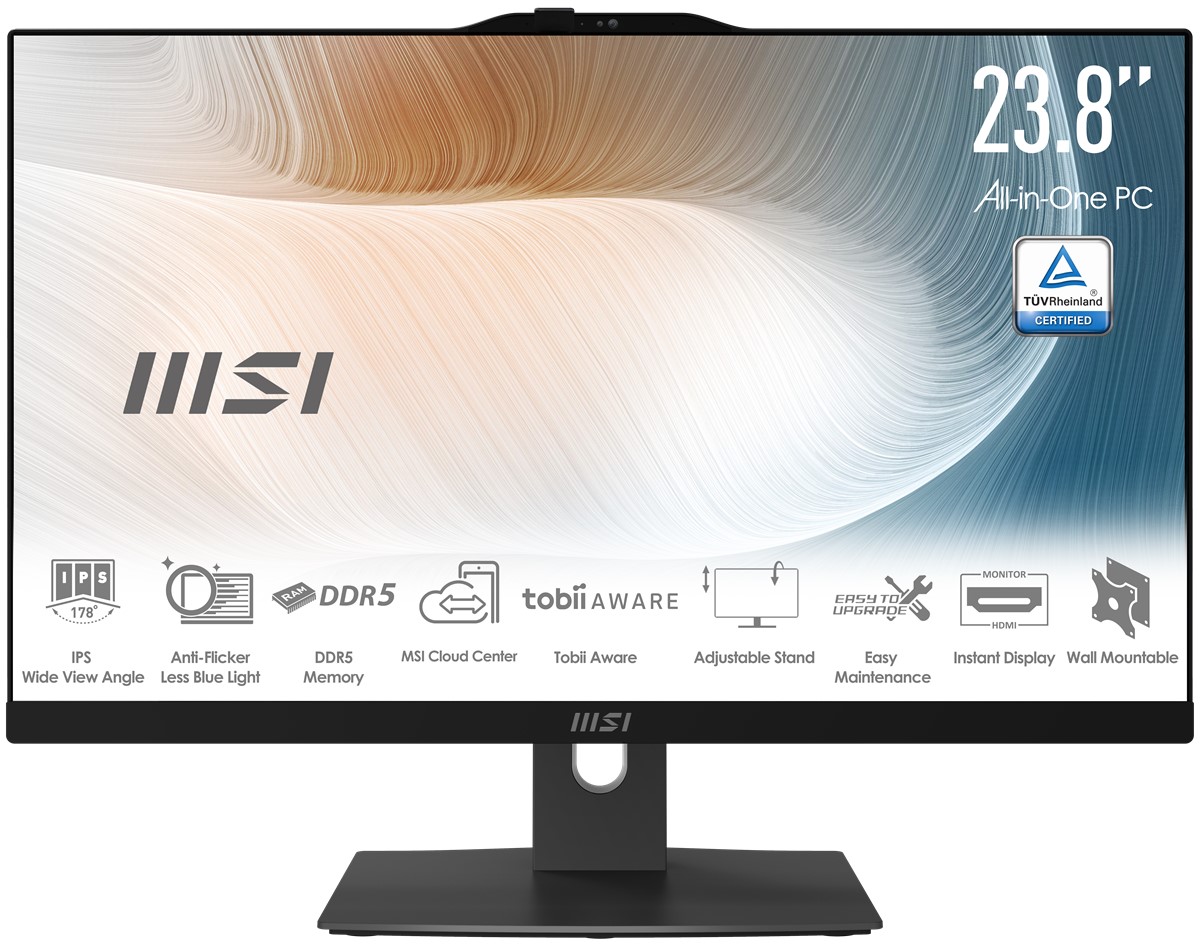 MSI MODERN AM242P 1M-1421XTR 23.8 FHD (1920X1080) CORE 5 120U 16GB DDR5 512GB SSD FDOS SIYAH AIO PC