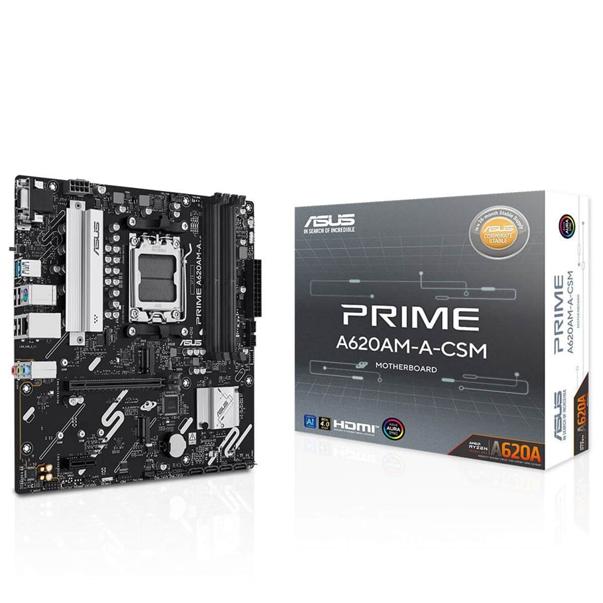 ASUS PRIME A620AM-A-CSM 7600MHz (OC) DDR5 Soket AM5 M.2 HDMI DP VGA mATX Anakart