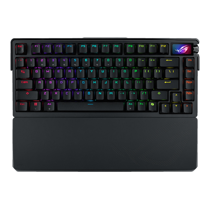 ASUS ROG AZOTH EXTREME 75 CUSTOM OYUN KLAVYESİ ALÜMİNYUM VE KARBON FİBER ŞASE AYARLANABİLİR CONTA MONTAJI ÜÇ KATMANLI SES AZALTICI RENKLİ OLED DOKUNMATİK EKRAN ROG NX SNOW ANAHTARLAR
