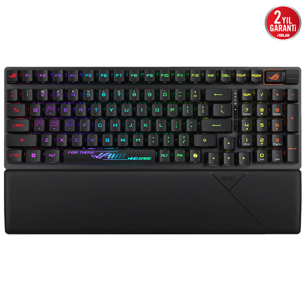 ASUS ROG STRIX SCOPE II 96 WL/RX RED/ABS/TR WIRELESS OYUN KLAVYESİ: ÜÇ MODLU BAĞLANTI, ROG RX OPTİK ANAHTARLAR, PBT TUŞ KAPAKLARI, SİLİKON YALITIM, EK ROG TUŞLARI, BİLEK DESTEĞİ