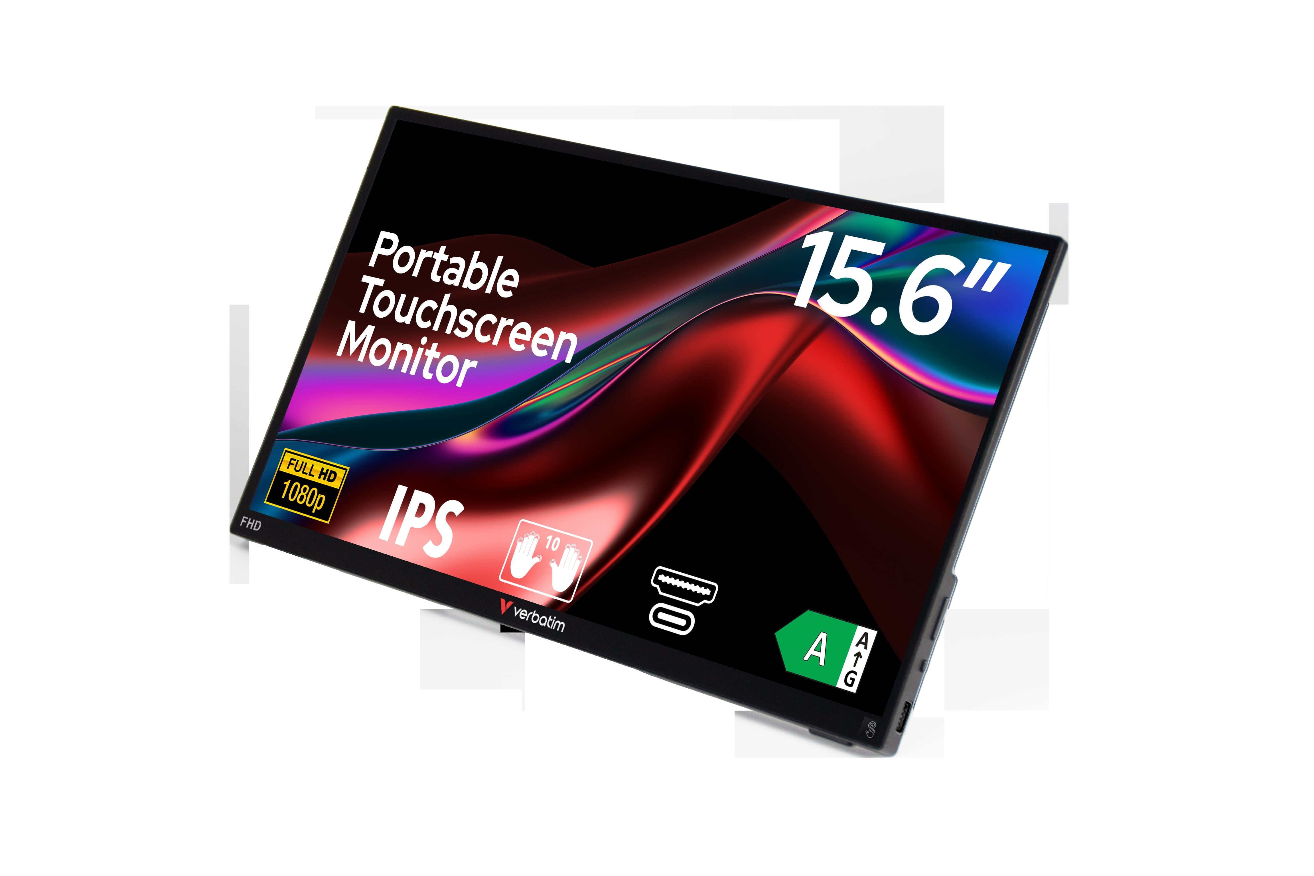 VERBATIM 49592 PMT-15 Portable Touchscreen Monitor 15.6" Full HD 1080p Metal Housing