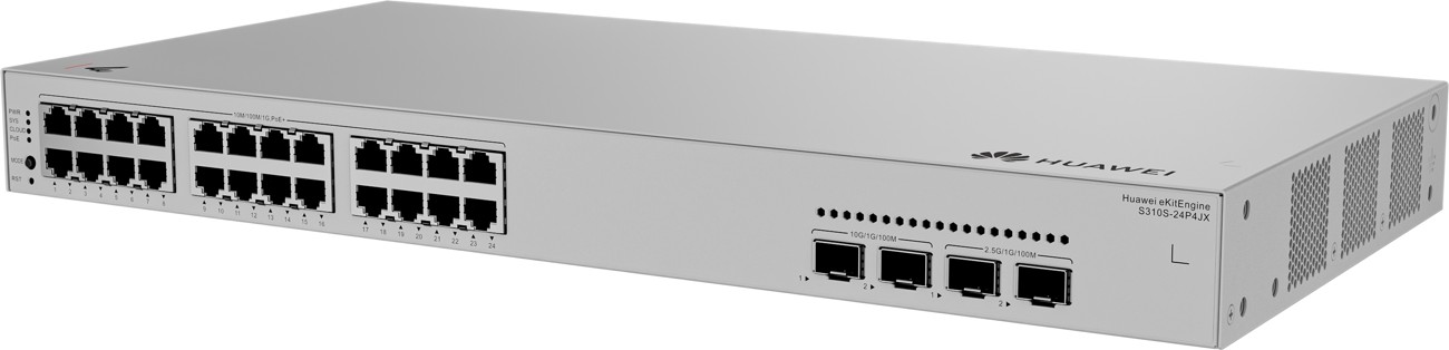 HUAWEI S310S 24P4JX S310S 24P4JX (24 10 100 1000BASE T PORTS (400 W POE ) 2 10GE SFP PORTS 2 2 5GE SFP PORTS BUILT IN AC POWER)