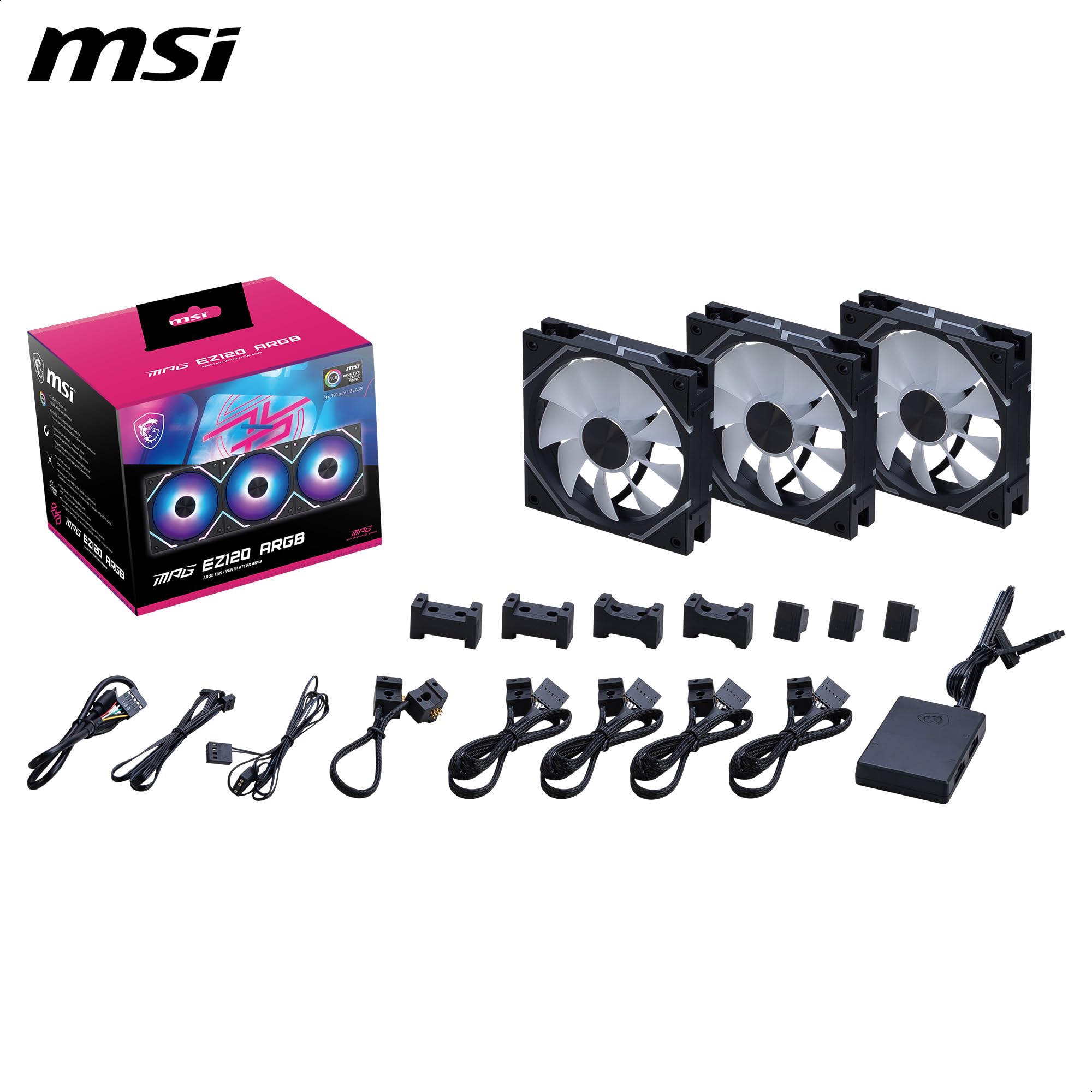 MSI MPG EZ120 ARGB-3B ARGB 120MM MANYETIK DAISY-CHAIN SIYAH 3LU KASA FANI