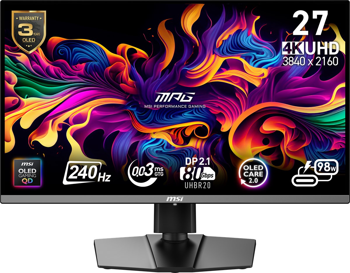 MSI 26,5 inc MPG 272URX QD-OLED 240 HZ 0.03MS 16:9 ADAPTIVE SYNC QD-OLED Pivot Gaming Monitör