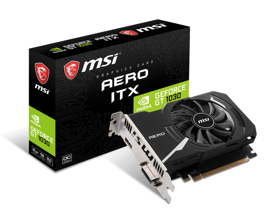 MSI VGA GEFORCE GT 1030 AERO ITX 2GD4 OC GT1030 2GB DDR4 64B DX12 PCIE 3.0 X16 (1XHDMI 1XDVI)