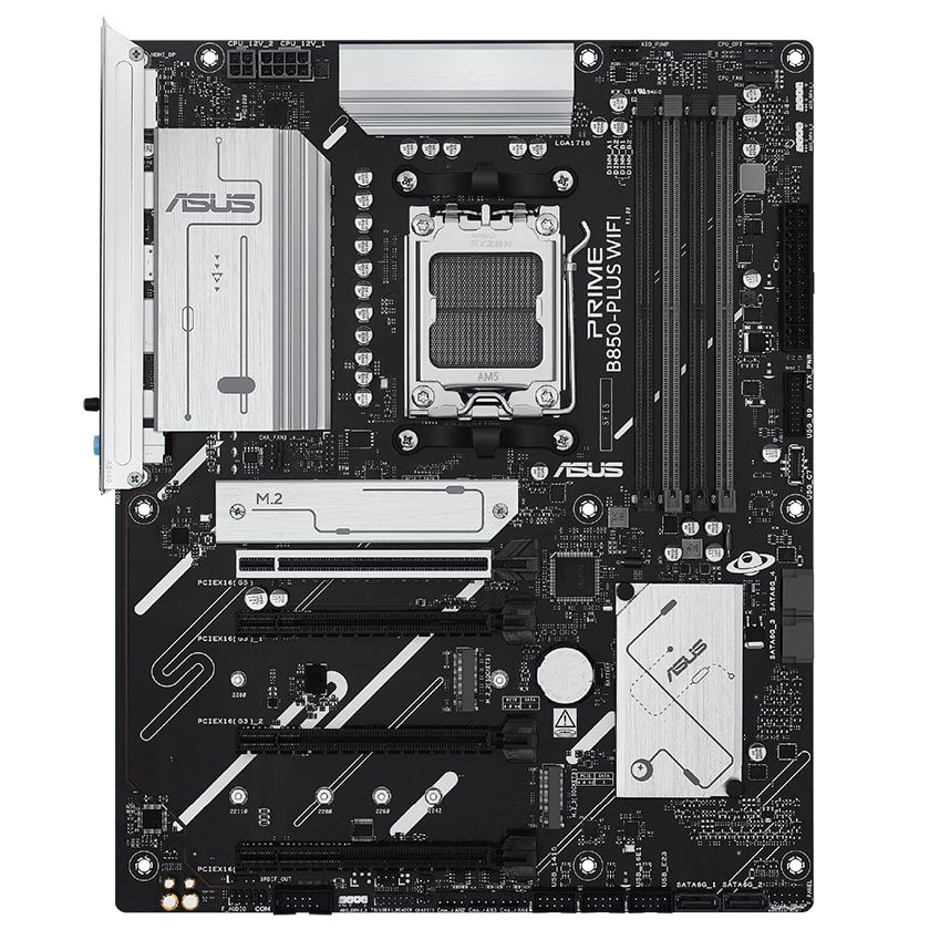 ASUS MB PRIME B850-PLUS WIFI AMD B850 AM5 DDR5 8000 DP HDMI 3x M2 USB3.2 WiFi 6E + BT AURA RGB 2.5Gbit LAN ATX 8+2+1 Güç Aşamaları, 1xGen5 M.2, Advanced AI PC-Ready