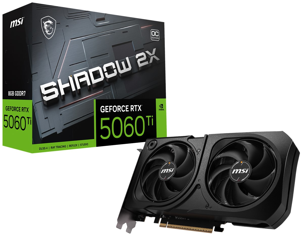 MSI VGA GEFORCE RTX 5060 TI 8G SHADOW 2X OC RTX5060TI 8GB GDDR7 128B DX12 PCIE 5.0 X16 (3XDP 1XHDMI)
