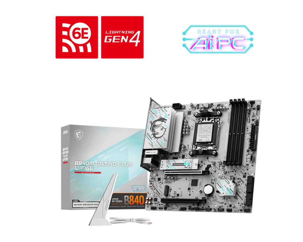 MSI B840M GAMING PLUS WIFI6E AM5 DDR5 8000MHZ(OC) HDMI , DP,2X M.2 USB 5 GBS 2.5G LAN WI-FI 6E MATX