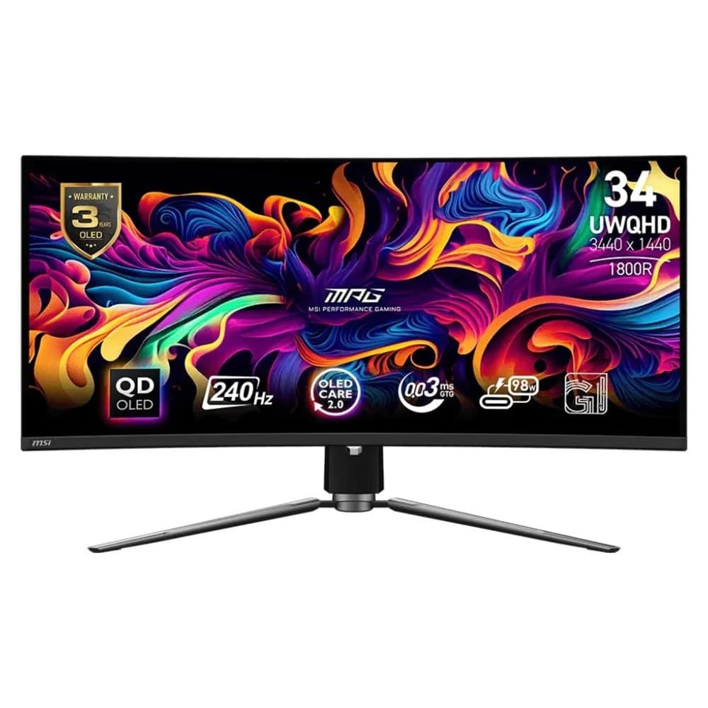 MSI 34 inc MPG 341CQPX QD-OLED 3440x1440 (UWQHD) 21:9 CURVE 1800R QD-OLED 240HZ 0.03MS ADAPTIVE-SYNC GAMING MONITOR