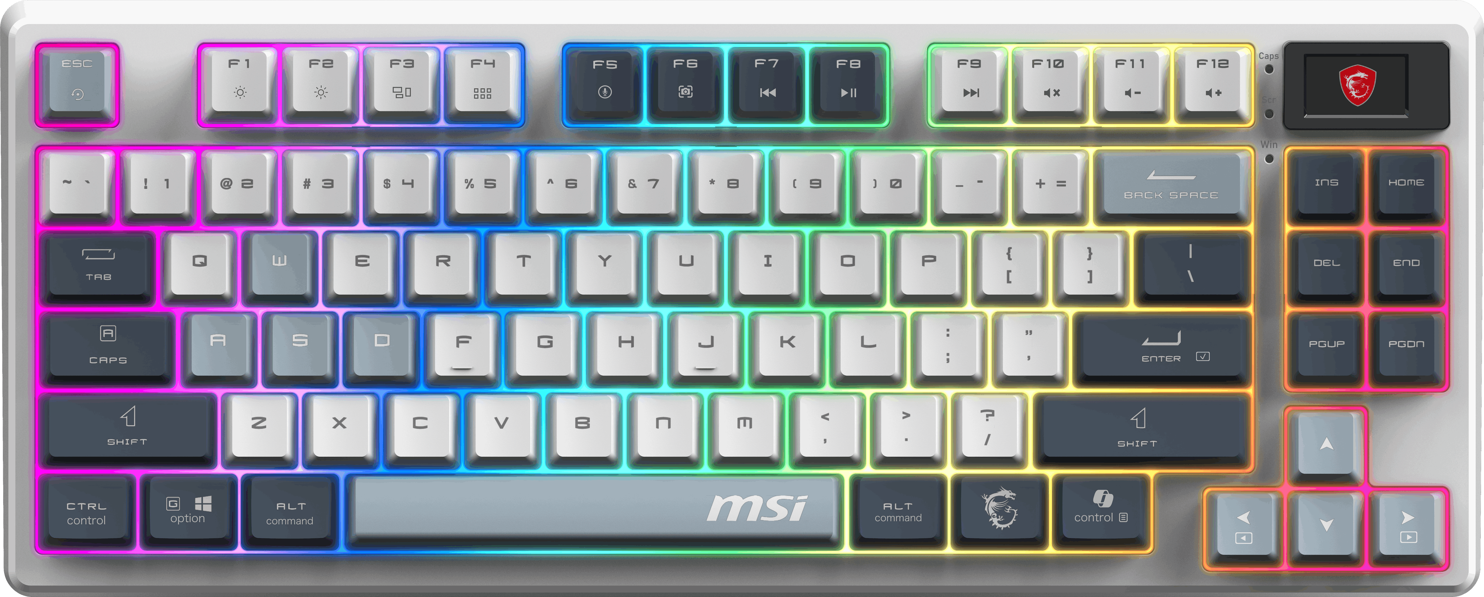 MSI GG FORGE GK600 TKL W SKY TR MEKANİK GAMING KLAVYE LCD EKRAN KTT HIFI LINEAR HOT-SWAPPABLE SWITCH PBT TUŞ TAKIMI RGB TR LAYOUT