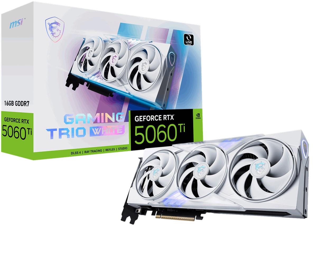 MSI VGA GEFORCE RTX 5060 TI 16G GAMING TRIO WHITE RTX5060TI 16GB GDDR7 128B DX12 PCIE 5.0 X16 (3XDP 1XHDMI)