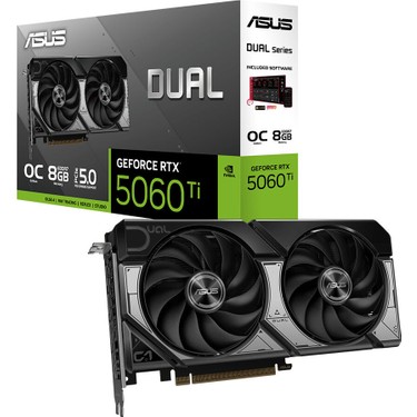 ASUS DUAL-RTX5060TI-O8G-NVIDIA-GEFORCE-RTX 5060 TI-8G-8GB GDDR7-128bit--OC-HDMI-3xDP-DLSS4 EKRAN KARTI