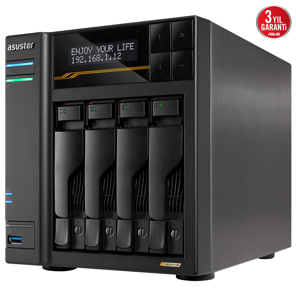 ASUSTOR AS6804T AMD Ryzen V3C14 4 Yuvalı 16 GB DDR5 ECC 64GB Ram Desteği M2 x4 5GbE x2 10GbE x2 USB 4 x2 USB 3 x3 PCIe x1