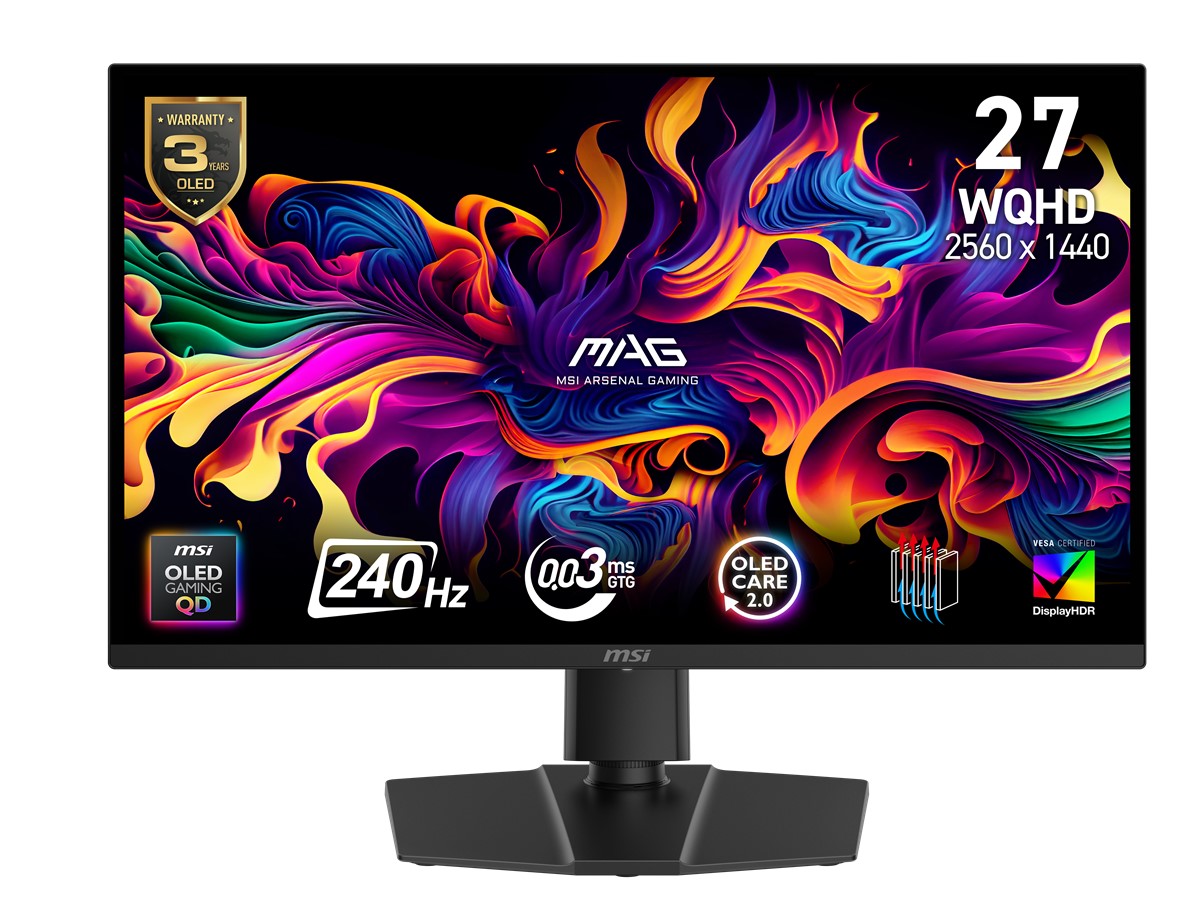 MSI 26.5 MAG 271QP QD-OLED X24 2560 X 1440 (WQHD) 16:9 FLAT QD-OLED 240HZ 0.03MS (GTG) ADAPTIVE-SYNC GAMING MONITOR