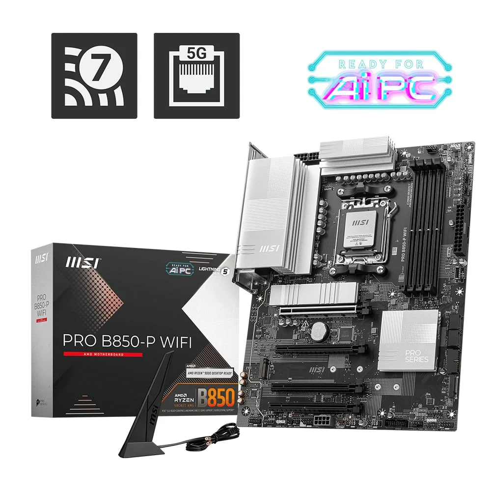 MSI PRO B850-P WIFI DDR5 8200MT/S 1XHDMI 3XM.2 ATX AM5 (AMD AM5 9000/ 8000/ 7000 SERİ İŞLEMCİ UYUMLU)