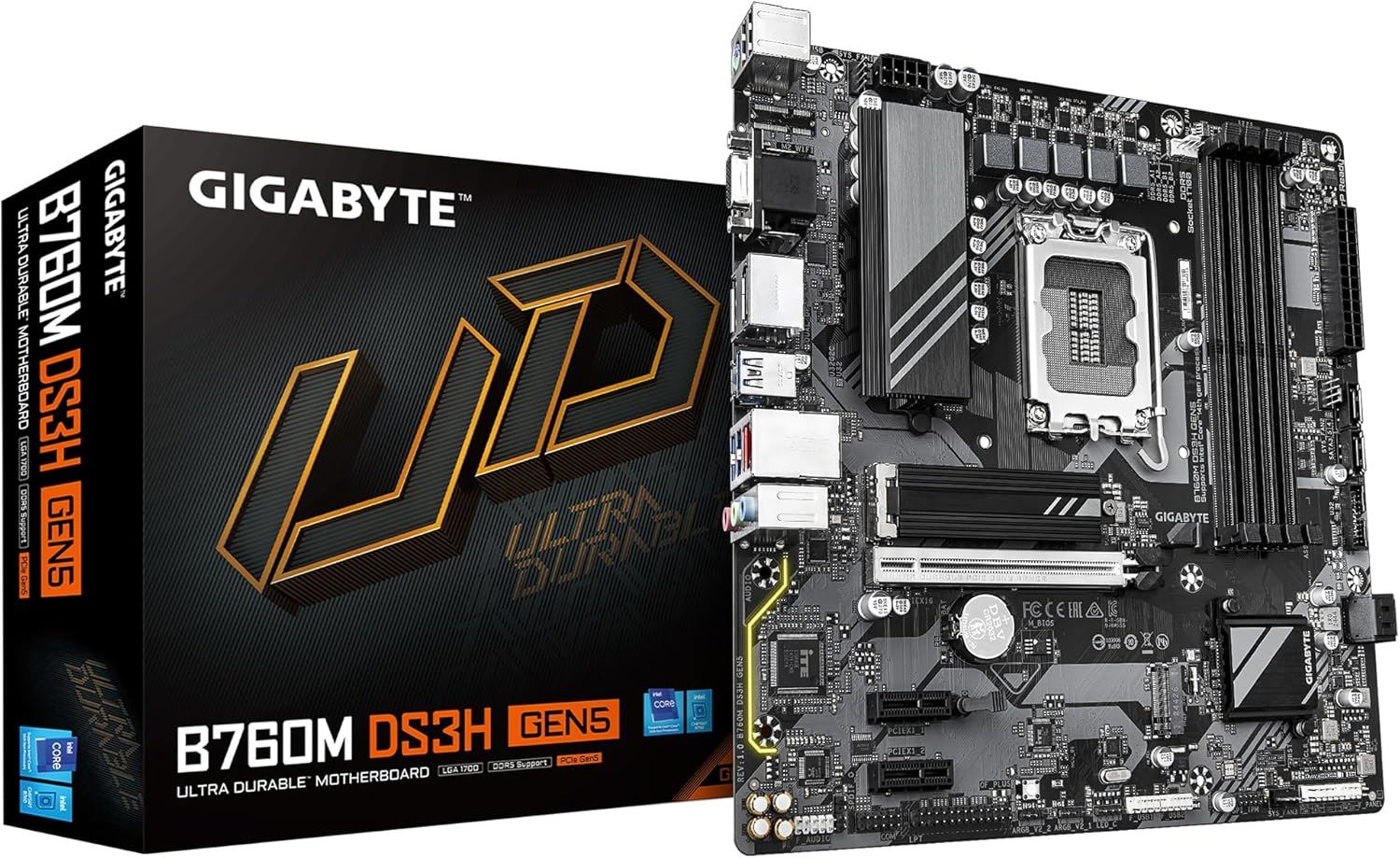 GIGABYTE B760M-DS3H-GEN5 MAB B760M DS3H GEN5 7600MHz OC DDR5 LGA1700 DP-HDMI MicroATX ANAKART