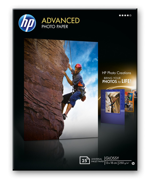 HP Q8696A Gelişmiş Parlak Fotoğraf Kağıdı, 25 yaprak/13 x 18 cm kenar boşluksuz