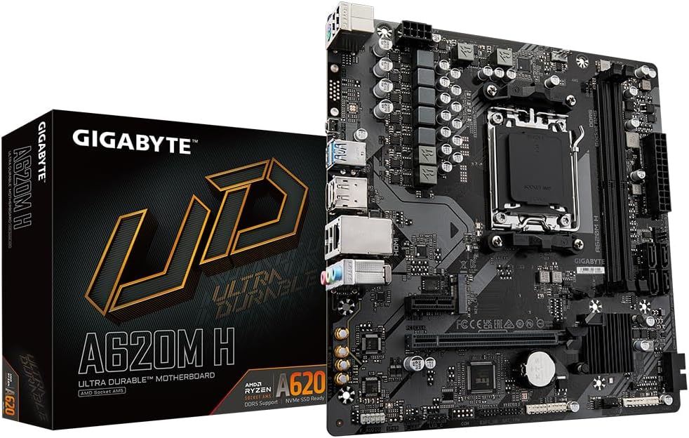 GIGABYTE A620M-H 6400 MHz OC DDR5 AM5 M.2 HDMI DisplayPort MicroATX Anakart