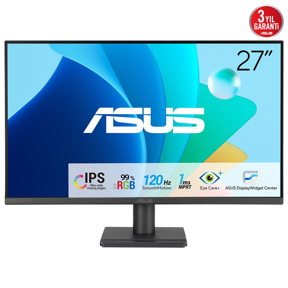 ASUS VA279HG 27 inc IPS 1920x1080 1ms 120Hz 300cd HDMI VGA VESA Çerçevesiz Monitör