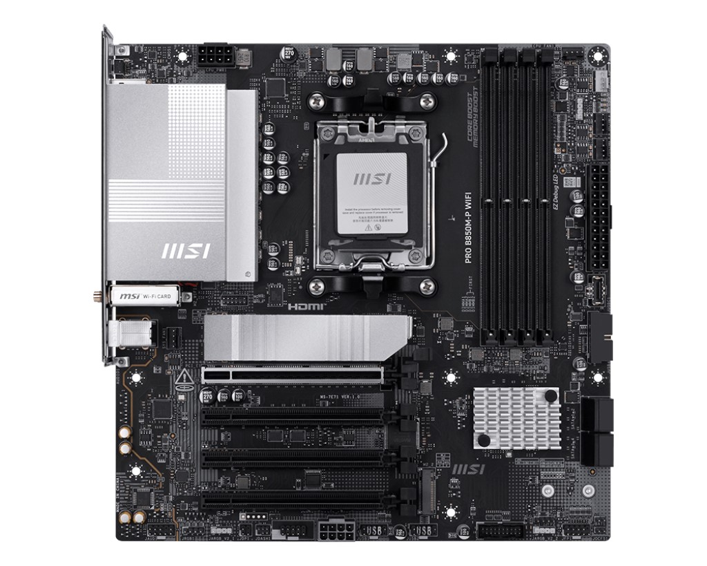 MSI MB PRO B850M-P WIFI AM5 DDR5 8200MHZ(OC) HDMI DP 3x M.2 USB 10Gbs 5G LAN WI-FI 7 mATX