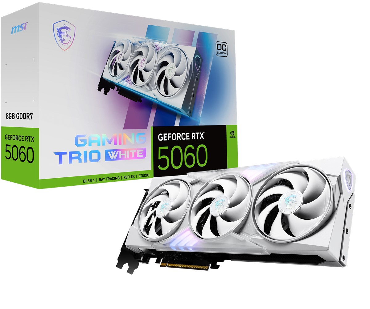 MSI VGA GEFORCE RTX 5060 8G GAMING TRIO OC WHITE RTX5060 8GB GDDR7 128B DX12 PCIE 5.0 X16 (3XDP 1XHDMI)