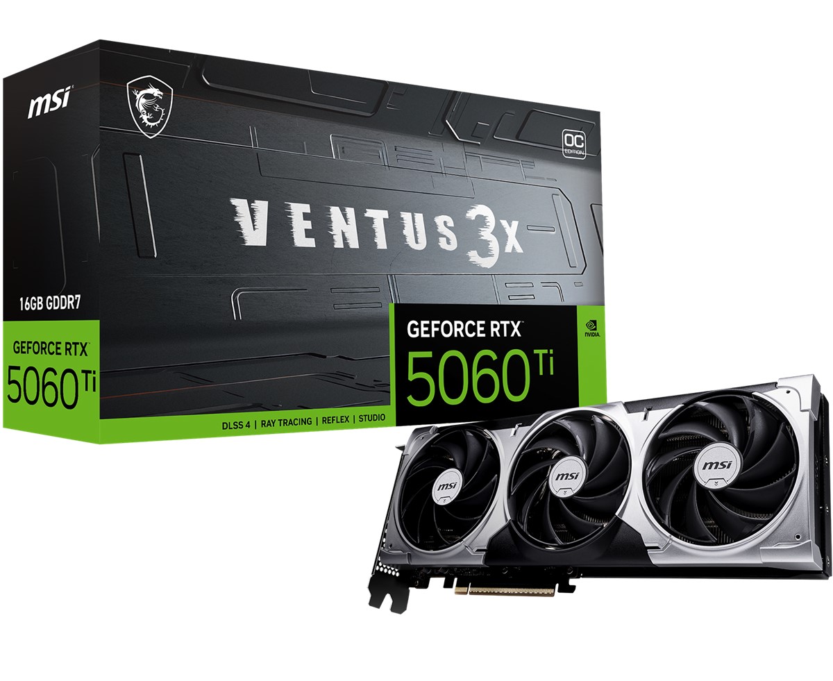 MSI VGA GEFORCE RTX 5060 TI 16G VENTUS 3X OC RTX5060TI 16GB GDDR7 128B DX12 PCIE 5.0 X16 (3XDP 1XHDMI)