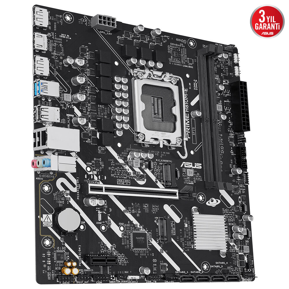ASUS PRIME H810M-E-CSM INTEL H810 LGA1851 DDR5 6400 2XDP HDMI ÇİFT M2 USB3.2 AURA RGB MATX 6+1+1+1 GÜÇ AŞAMALARI UZAKTAN YÖNETİM YAZILIMI READY FOR ADVANCED AI PC