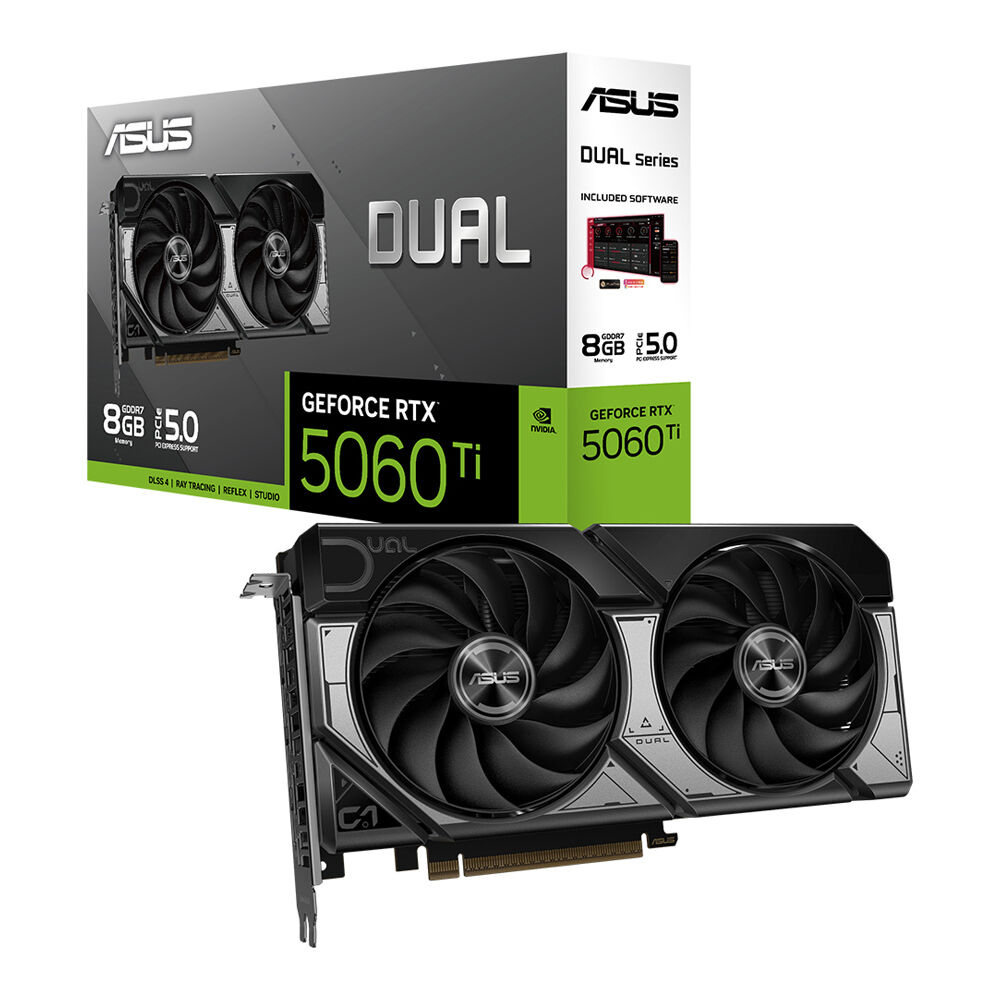 ASUS DUAL-RTX5060TI-8G-NVIDIA-GEFORCE-RTX 5060 TI-8G-8GB GDDR7-128bit--HDMI-3xDP-DLSS4 EKRAN KARTI