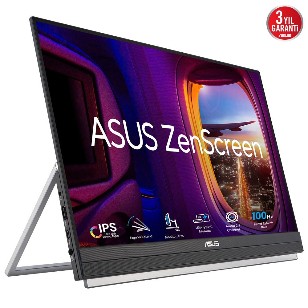 ASUS ZenScreen MB229CF 21.5 inc IPS 1920x1080 5ms 100Hz 250cd HDMI USB-C Hoparlör VESA Monitör