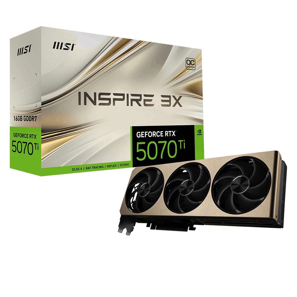 MSI VGA GeForce RTX 5070 TI 16G INSPIRE 3X OC RTX5070TI 16GB GDRR7 256 B DX12 PCIE 5.0 X16 (3XDP 1XHDMI)