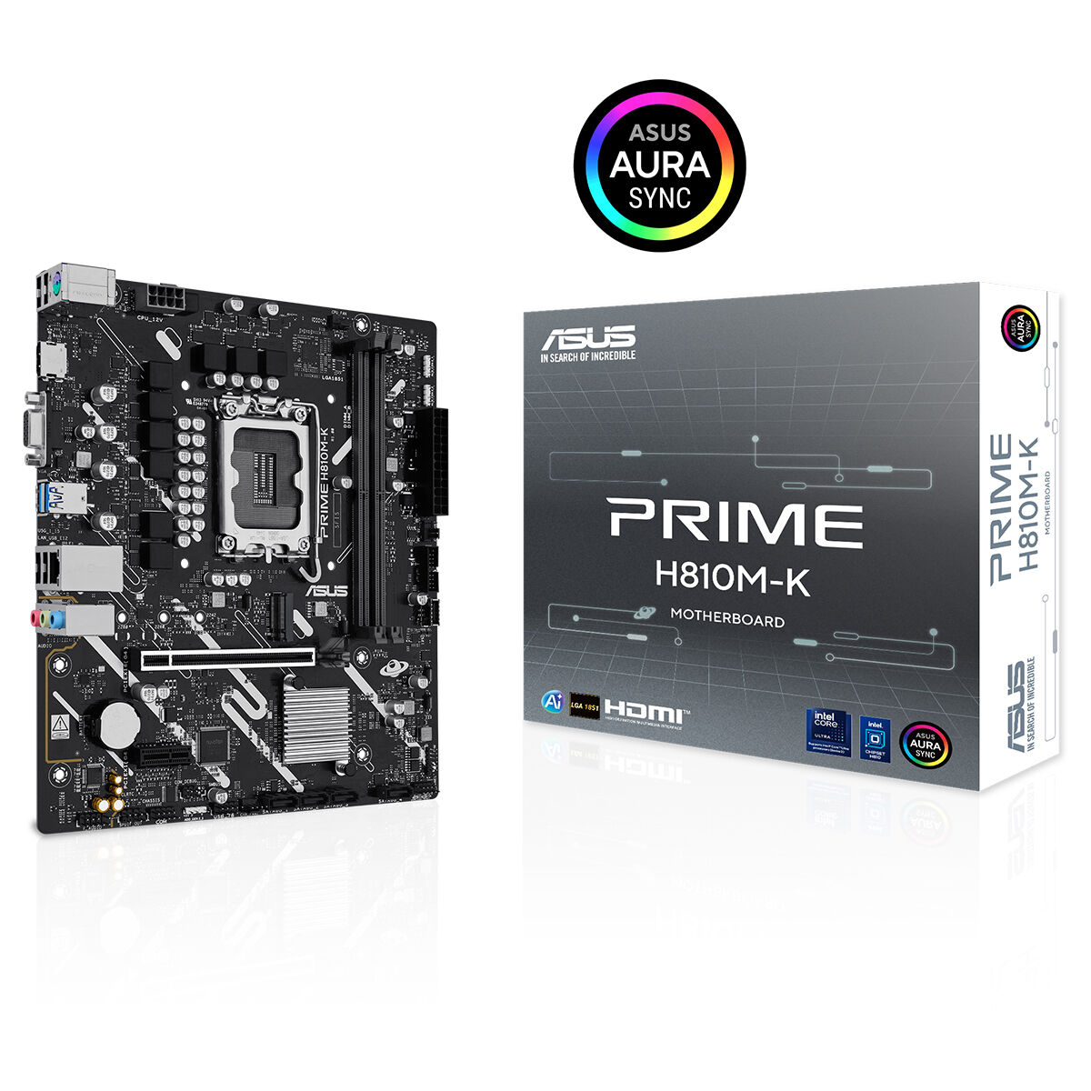 ASUS PRIME H810M-K INTEL H810 LGA1851 DDR5 6400 HDMI VGA M2 USB3.2 AURA RGB MATX 6+1+1+1 GÜÇ AŞAMALARI 1 X USB 5GBPS USB TYPE-C BAŞLIĞI READY FOR ADVANCED AI PC