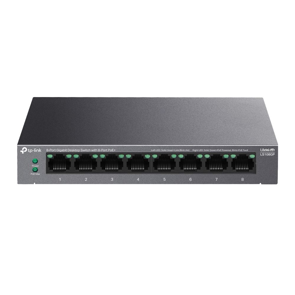 TP-LINK LS108GP 8-Port Gigabit Desktop Switch with 8-PorT